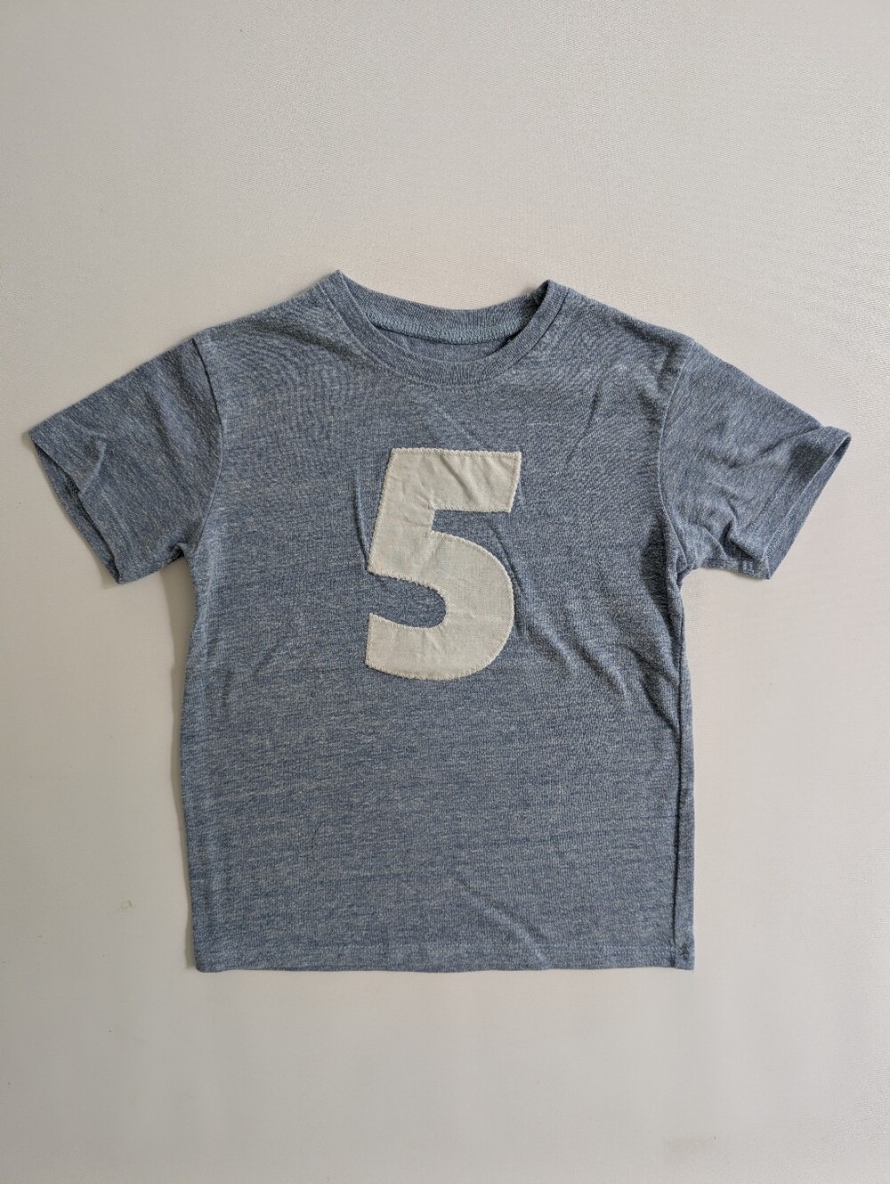 Kids Blue Heather Tee with White Number 5